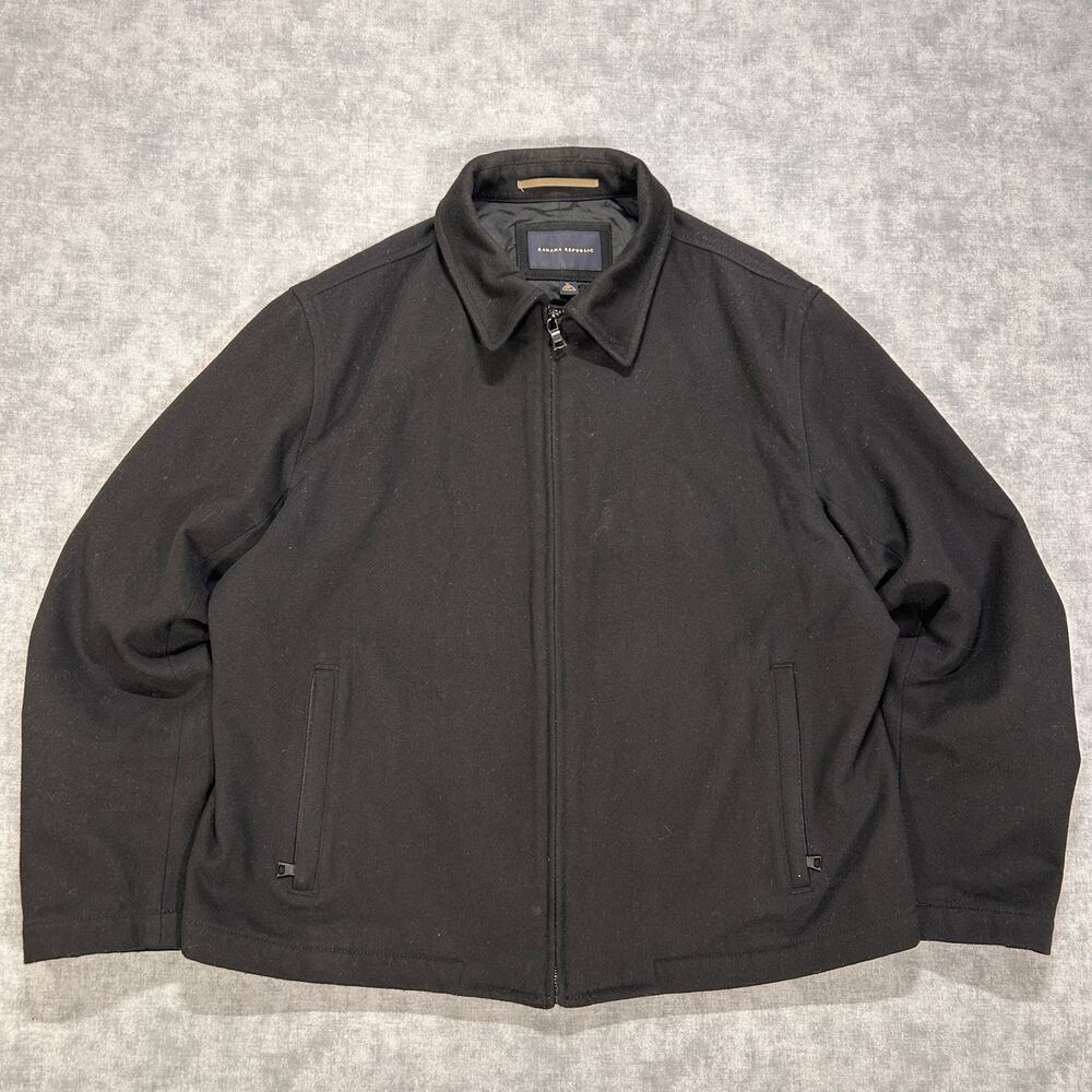 Vintage Banana Republic Wool Blend Zip Jacket Black Full Zip Car Jacket Mens XL